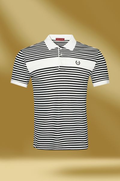 Áo Polo Đen Trắng Kẻ Ngang - Ap052