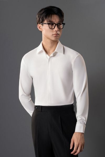 Sơ mi trắng trơn vân vuông - SMC159T