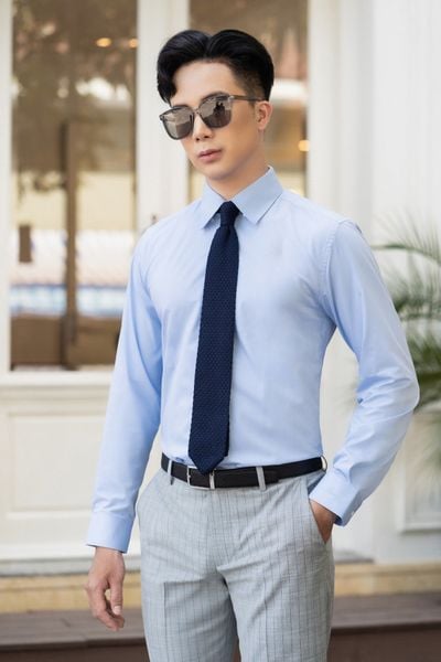 Áo Sơ Mi Dài Tay Bamboo Màu Xanh Pastel Adam Store - SMBB05