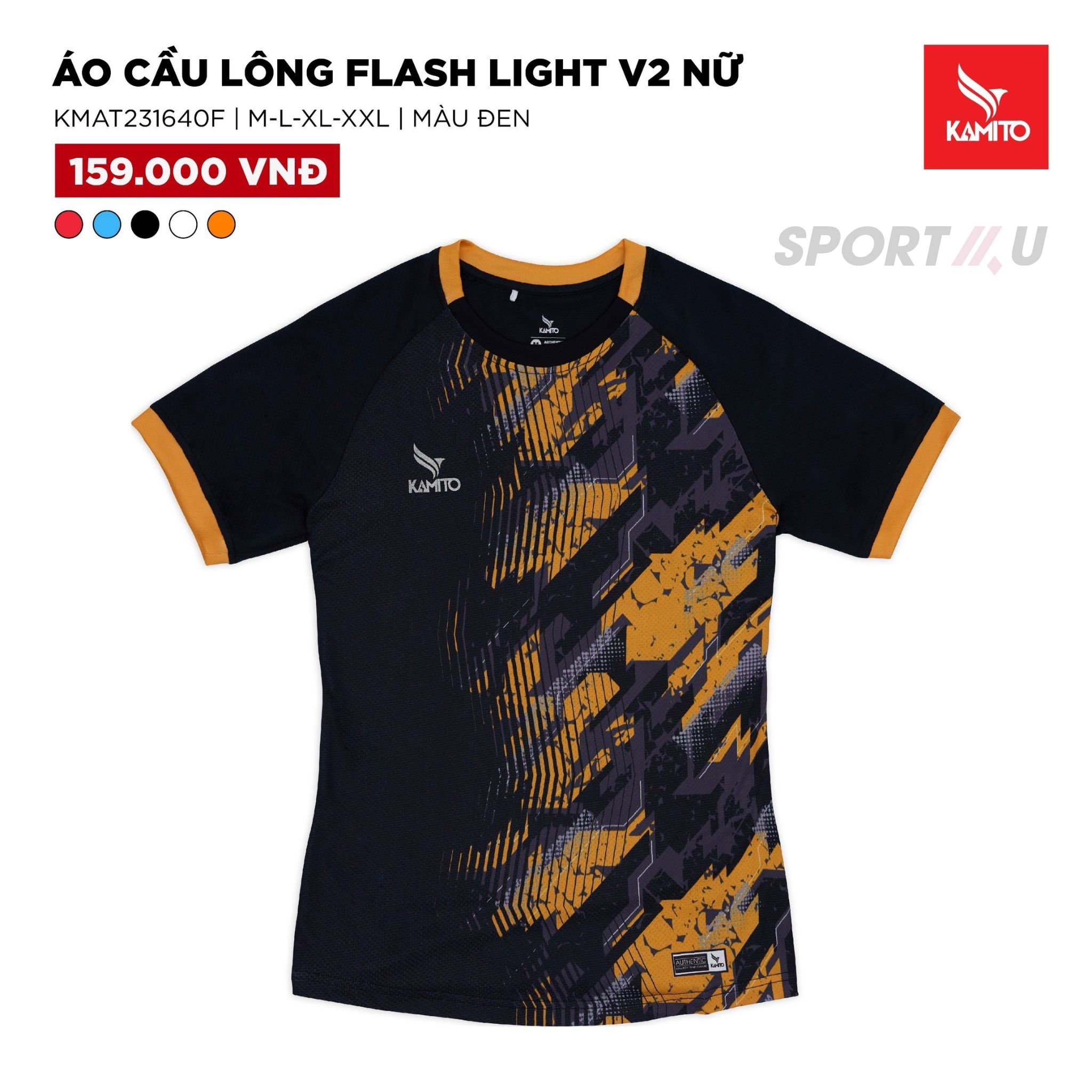  Áo Cầu Lông Nữ Kamito Flash Light V2 Đen 