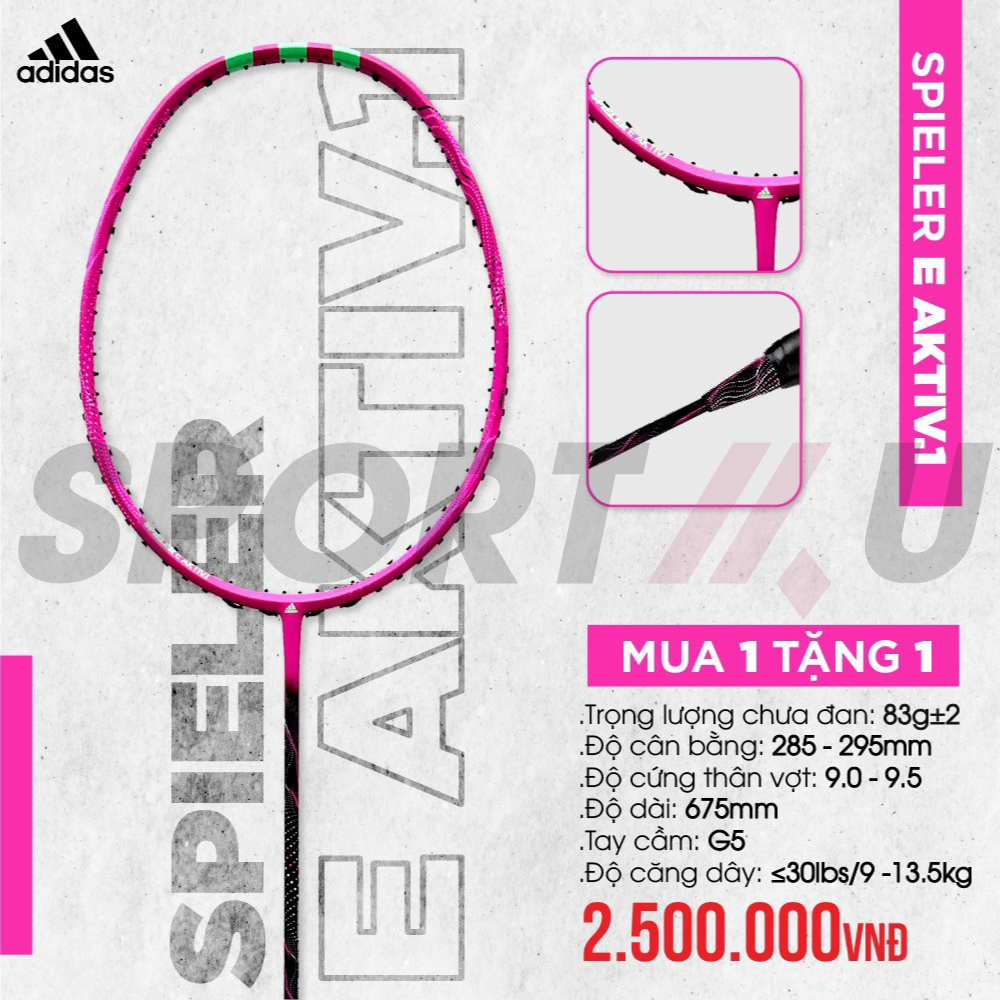  Vợt Cầu Lông Adidas Spieler E Aktiv.1 Pulse Magenta Hồng - Chính Hãng 