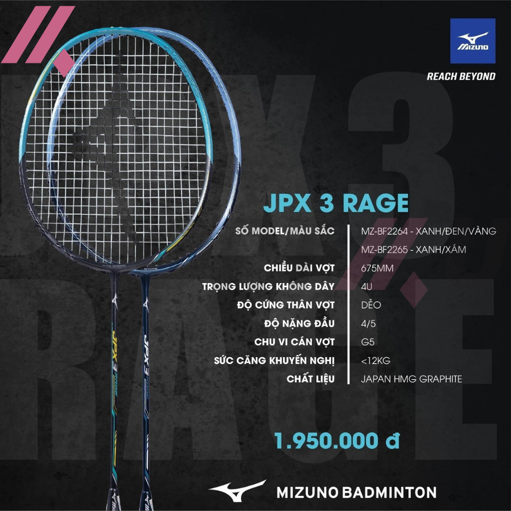  Vợt Cầu Lông Mizuno JPX 3 RAGE Xanh Navy - Chính Hãng 