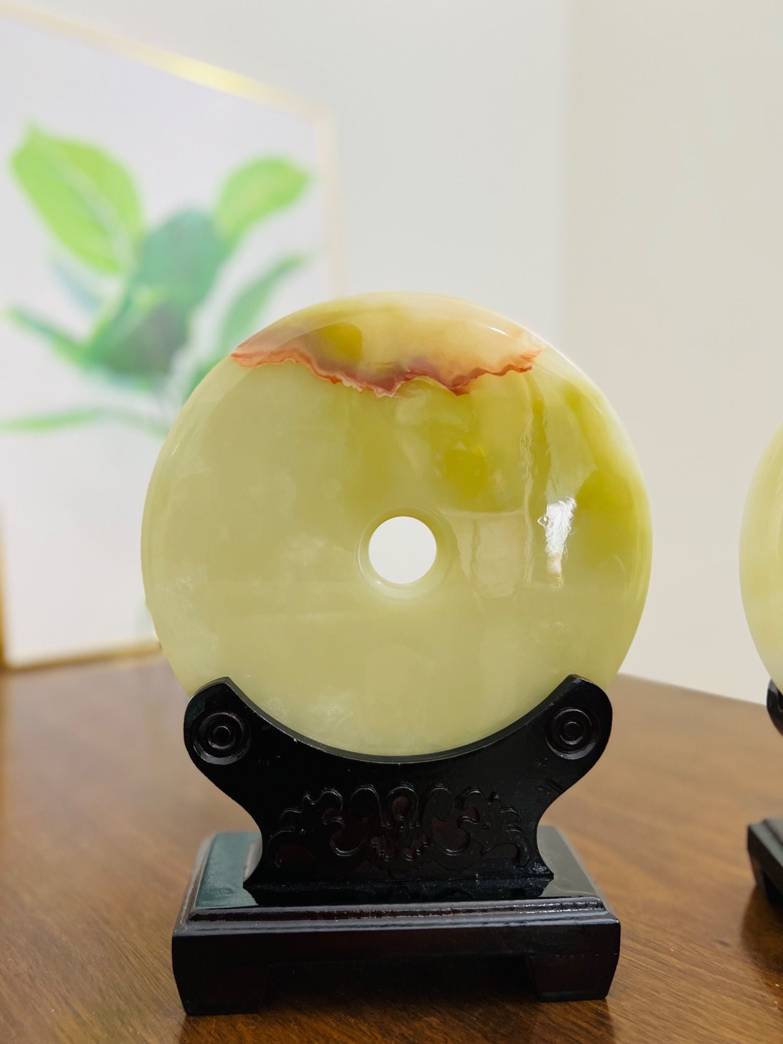  Đồng điếu ngọc onyx xanh nhất tâm tự nhiên 20cm 