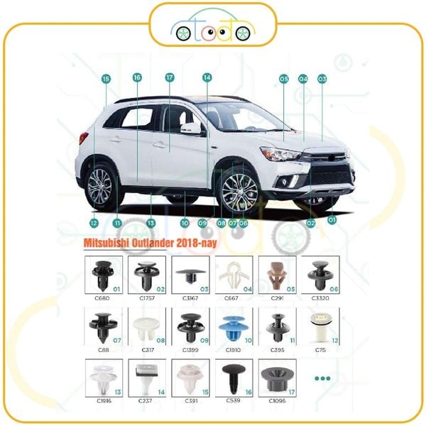 Chốt nhựa C217 dùng cho xe Mitsubishi sản xuất với độ chính xác cao