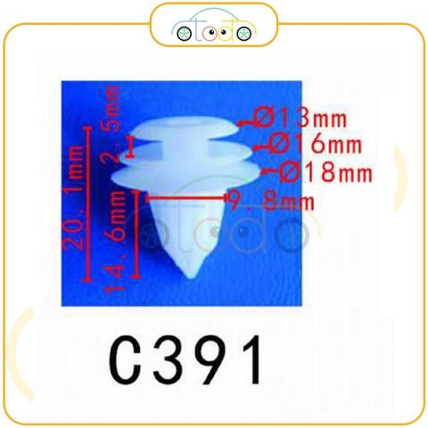 Chốt nhựa C391 dành cho xe GM/ Honda/ Mazda/ Mitsubishi/ Suzuki/ Subaru/ Toyota sản xuất với độ chính xác cao
