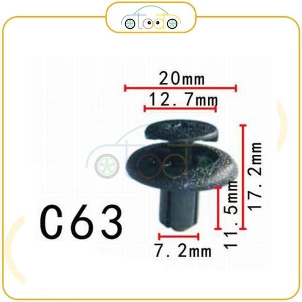 Chốt nhựa C63 dùng cho xe Toyota sản xuất với độ chính xác cao