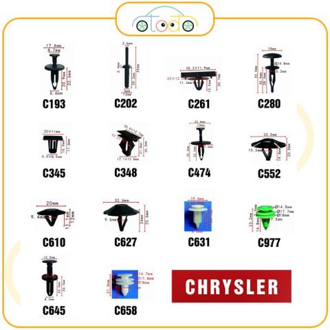Chốt nhựa C348 dùng cho xe Chrysler  sản xuất với độ chính xác cao