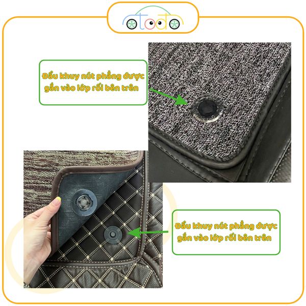 Bộ khuy nút cố định thảm sàn ô tô 5D 6D cho xe hơi 5,7 chỗ giúp giữ rối không bị xô lệch