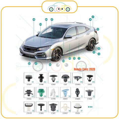 Chốt nhựa C633 dùng cho xe Honda/ Mitsubishi/ Nissan/ Subaru/ Suzuki/ Toyota sản xuất với độ chính xác cao
