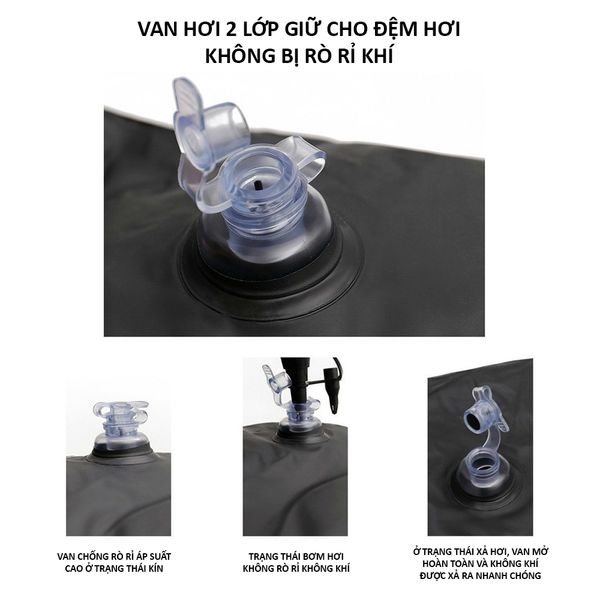 Giường hơi, Nệm hơi ô tô cao cấp phủ vải nhung thích hợp cho các chuyến dã ngoại và nghỉ ngơi trên xe hơi