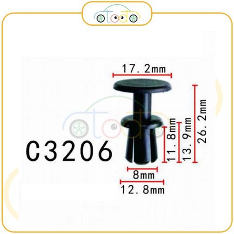 Chốt nhựa C3206 dùng cho xe Audi/ Volkswagen sản xuất với độ chính xác cao