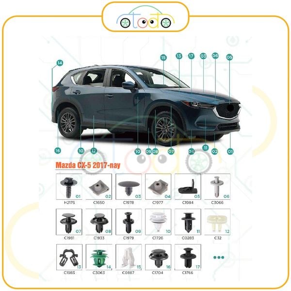 Chốt nhựa C887 dùng cho xe Mazda/ Mitsubishi sản xuất với độ chính xác cao