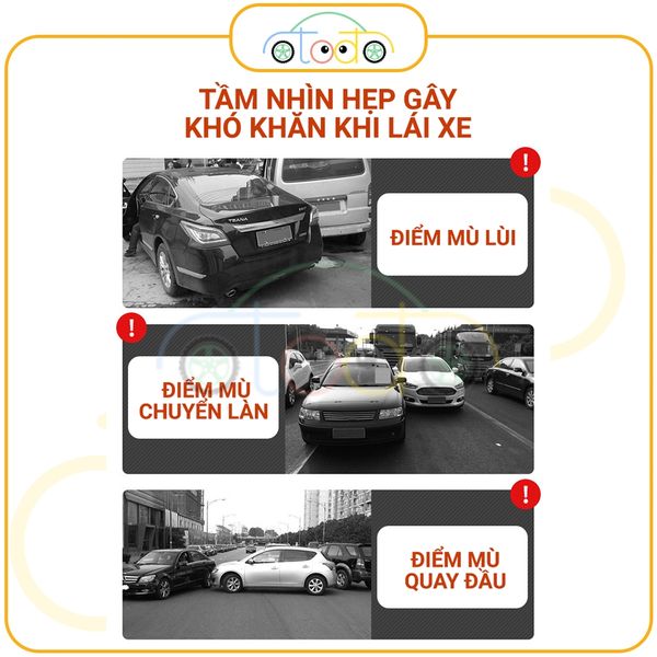 Gương chiếu hậu ô tô cốc hút, gương tròn nhỏ, gương phụ lùi ô tô, gương quan sát điểm mù khi lái xe