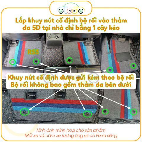 Bộ thảm rối sọc qua ngựa dành cho xe 7 chỗ Kia Sedona năm 2015-2021 theo form thảm da