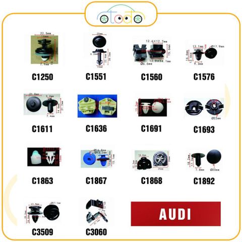 Chốt nhựa H1117 dùng cho xe Audi/ Volkswagen sản xuất với độ chính xác cao