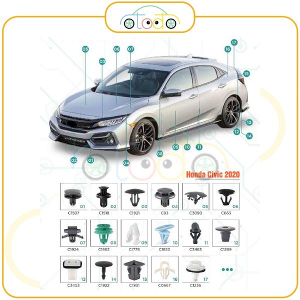 Chốt nhựa C1622 dùng cho xe General Motors/ Honda/ Mazda sản xuất với độ chính xác cao