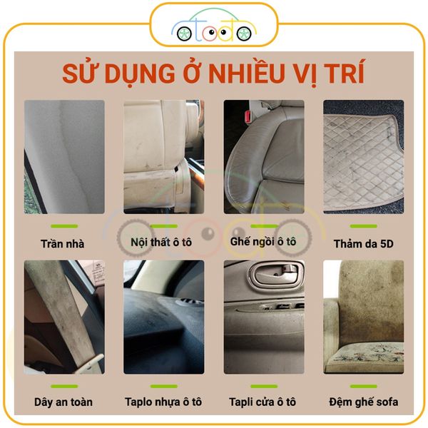 Chai xịt bọt vệ sinh làm sạch nội thất ô tô, ghế da, sofa và động cơ ô tô