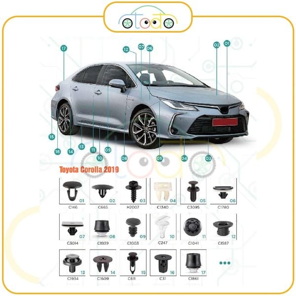 Chốt nhựa C1599 dùng cho xe Toyota sản xuất với độ chính xác cao