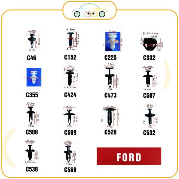 Chốt nhựa C1108 dùng cho xe Ford sản xuất với độ chính xác cao