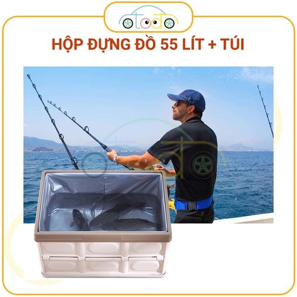 Hộp đựng đồ ô tô để cốp xe có thể gập gọn có nắp đậy, dùng để đựng đồ chơi trẻ em