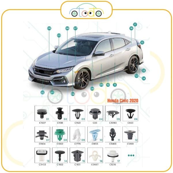 Chốt nhựa C354 dùng cho xe Honda sản xuất với độ chính xác cao