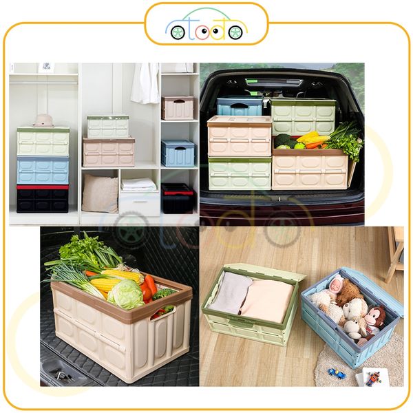 Hộp đựng đồ ô tô để cốp xe có thể gập gọn có nắp đậy, dùng để đựng đồ chơi trẻ em