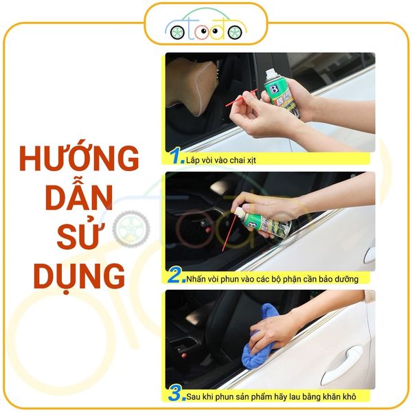 Chai xịt bảo dưỡng dải cao su và nhựa ô tô, chất bảo vệ dải gioăng cửa ô tô, cửa sổ trời ô tô, chống lão hóa và làm mềm