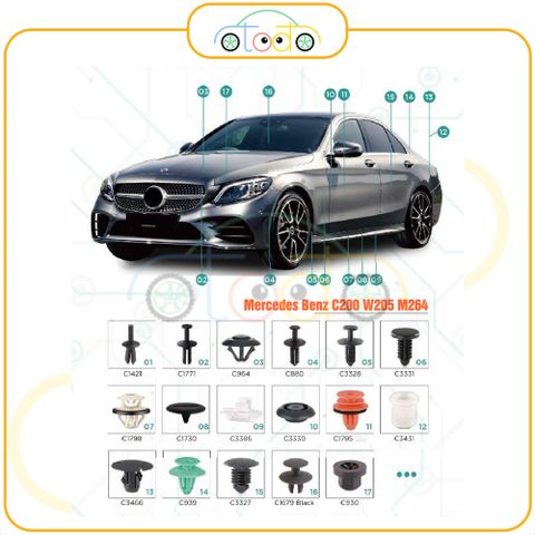 Chốt nhựa C1950 dùng cho xe Mercedes Benz sản xuất với độ chính xác cao