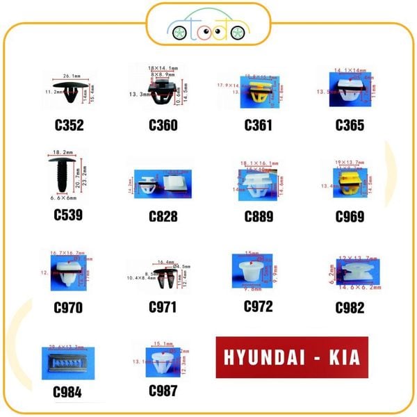 Chốt nhựa C1832 dùng cho xe Hyundai - Kia sản xuất với độ chính xác cao