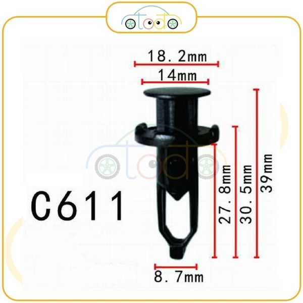 Chốt nhựa C611 dùng cho xe Toyota sản xuất với độ chính xác cao