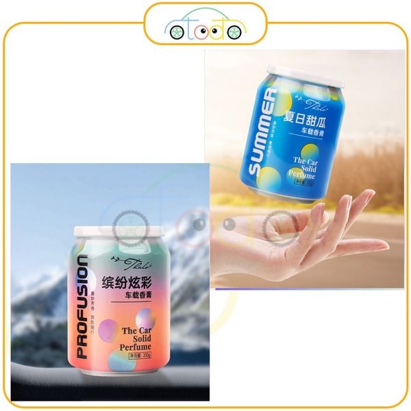 Nước hoa thơm xe hơi dạng rắn hình lon cola để cốc ô tô, đặc biệt cho xe hơi hương thơm nhẹ lâu phai