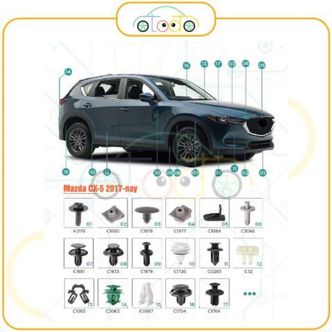 Chốt nhựa C1547 dùng cho xe Mazda sản xuất với độ chính xác cao