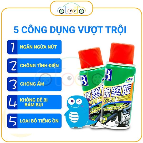 Chai xịt bảo dưỡng dải cao su và nhựa ô tô, chất bảo vệ dải gioăng cửa ô tô, cửa sổ trời ô tô, chống lão hóa và làm mềm