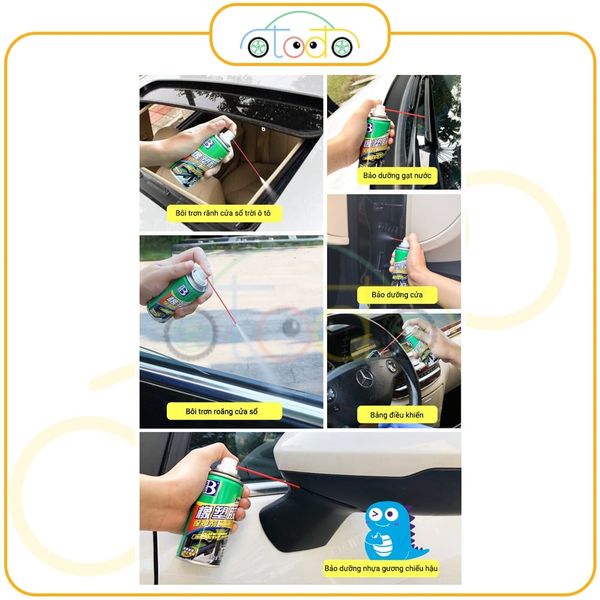 Chai xịt bảo dưỡng dải cao su và nhựa ô tô, chất bảo vệ dải gioăng cửa ô tô, cửa sổ trời ô tô, chống lão hóa và làm mềm