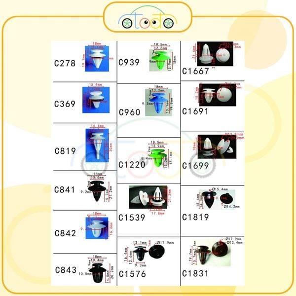 Chốt nhựa C1953 dùng cho xe Mercedes Benz sản xuất với độ chính xác cao