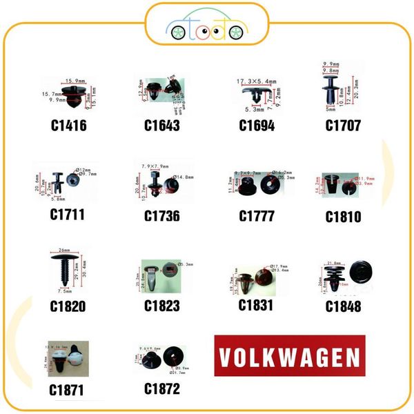 Chốt nhựa C1643 dùng cho xe Volkswagen sản xuất với độ chính xác cao