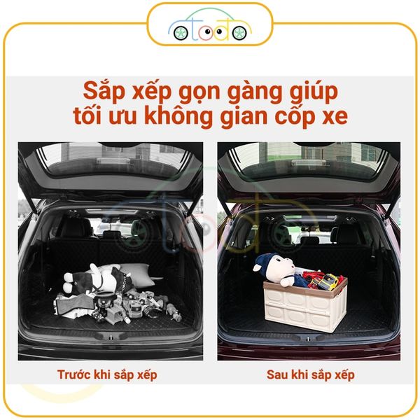 Hộp đựng đồ ô tô để cốp xe có thể gập gọn có nắp đậy, dùng để đựng đồ chơi trẻ em