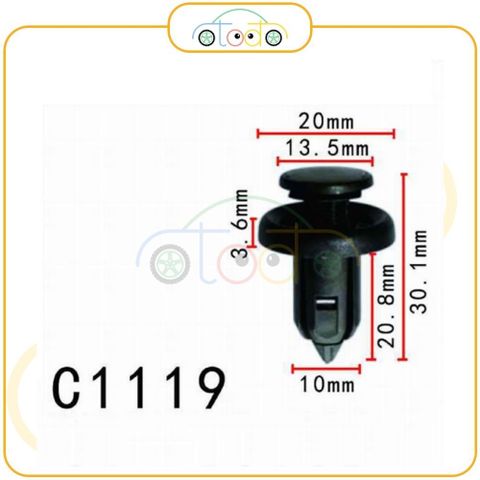 Chốt nhựa C1119 dùng cho xe Honda sản xuất với độ chính xác cao