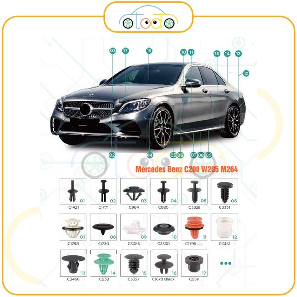 Chốt nhựa C3332 dùng cho xe Mercedes Benz sản xuất với độ chính xác cao