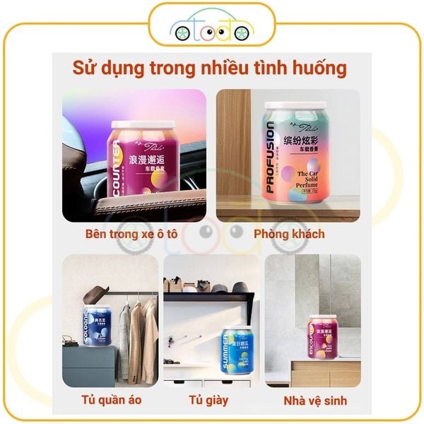 Nước hoa thơm xe hơi dạng rắn hình lon cola để cốc ô tô, đặc biệt cho xe hơi hương thơm nhẹ lâu phai