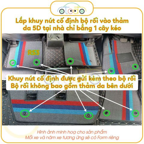 Bộ thảm rối sọc qua ngựa dành cho xe 7 chỗ Chevrolet Captiva LTZ (Số tự động) năm 2007-2018 theo form thảm da