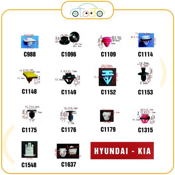 Chốt nhựa C1967 dùng cho xe Hyundai - Kia sản xuất với độ chính xác cao