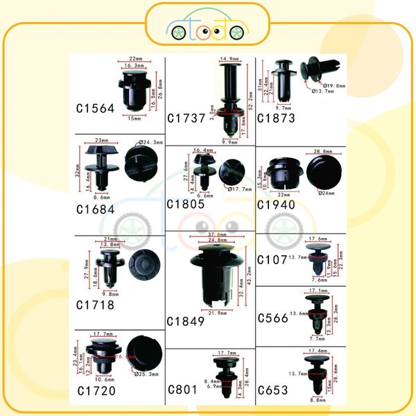 Chốt nhựa C1833 dùng cho xe General Motors/ Land Rover/ Renault sản xuất với độ chính xác cao