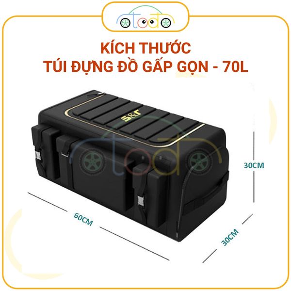 Hộp 70 lít đựng đồ cốp xe ô tô, túi đựng đồ lặt vặt gấp gọn đa chức năng bằng vải Oxford