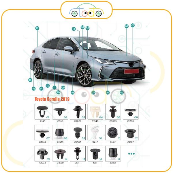 Chốt nhựa C3095 dùng cho xe Toyota sản xuất với độ chính xác cao