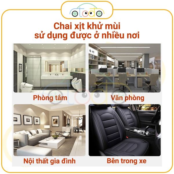 Chai xịt khử mùi xe hơi, làm sạch không khí, khử mùi điều hoà, khử trùng xe hơi hương thơm dịu nhẹ