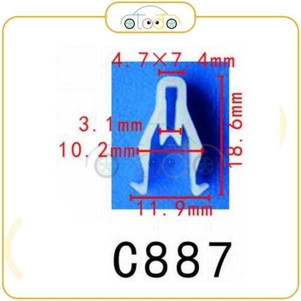 Chốt nhựa C887 dùng cho xe Mazda/ Mitsubishi sản xuất với độ chính xác cao