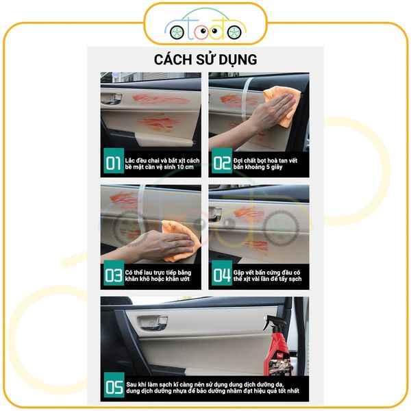 Chai xịt bọt tẩy rửa đa năng nội thất ô tô, ghế da, vệ sinh không cần nước