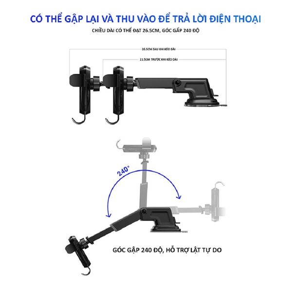 Giá đỡ điện thoại di động trên ô tô, xe hơi có thể điều chỉnh hướng