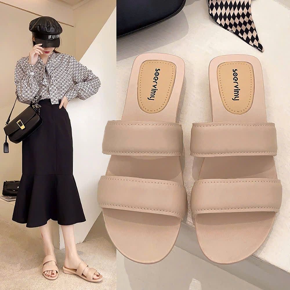  Dép Nữ Mũi Tròn Đế Mềm Chống Trượt 